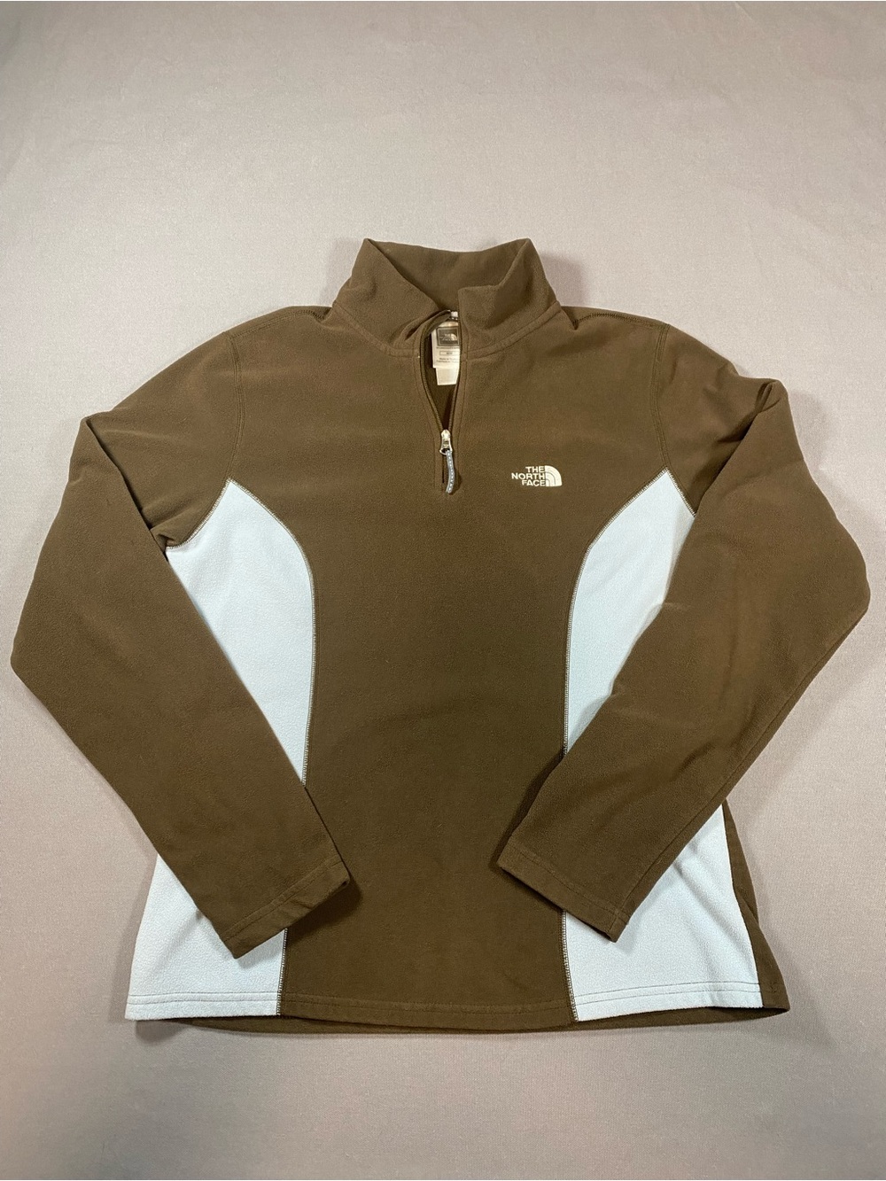 The North Face Brown Fleece Pullover with Blue Side Panels